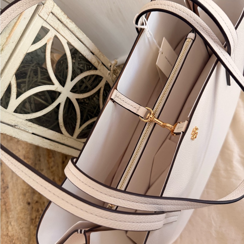 New tory burch Blake leather tote in new ivory - Picture 4 of 9